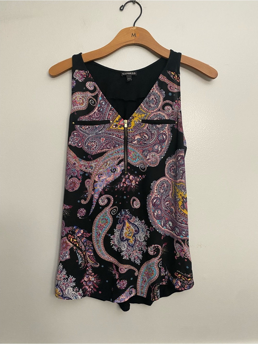 Express Paisley Sleeveless Tank V Neck - S